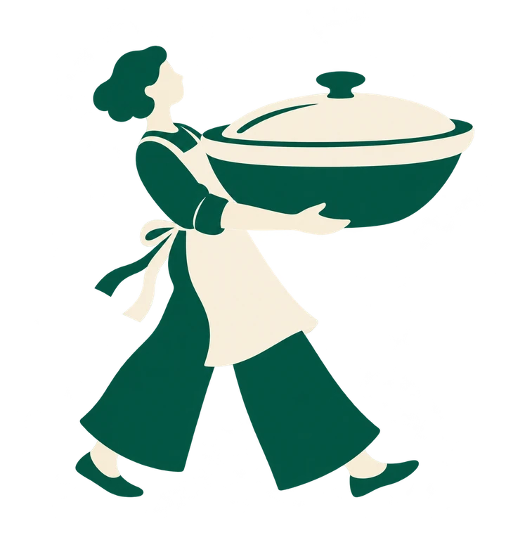 La señora de Tanda Lista llevando una comida