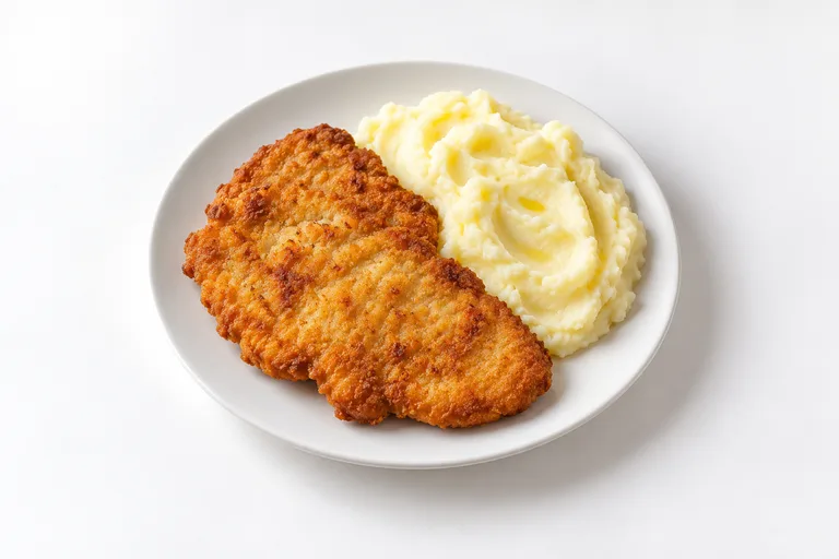 Milanesas de pollo con puré de papas. Imagen ilustrativa.